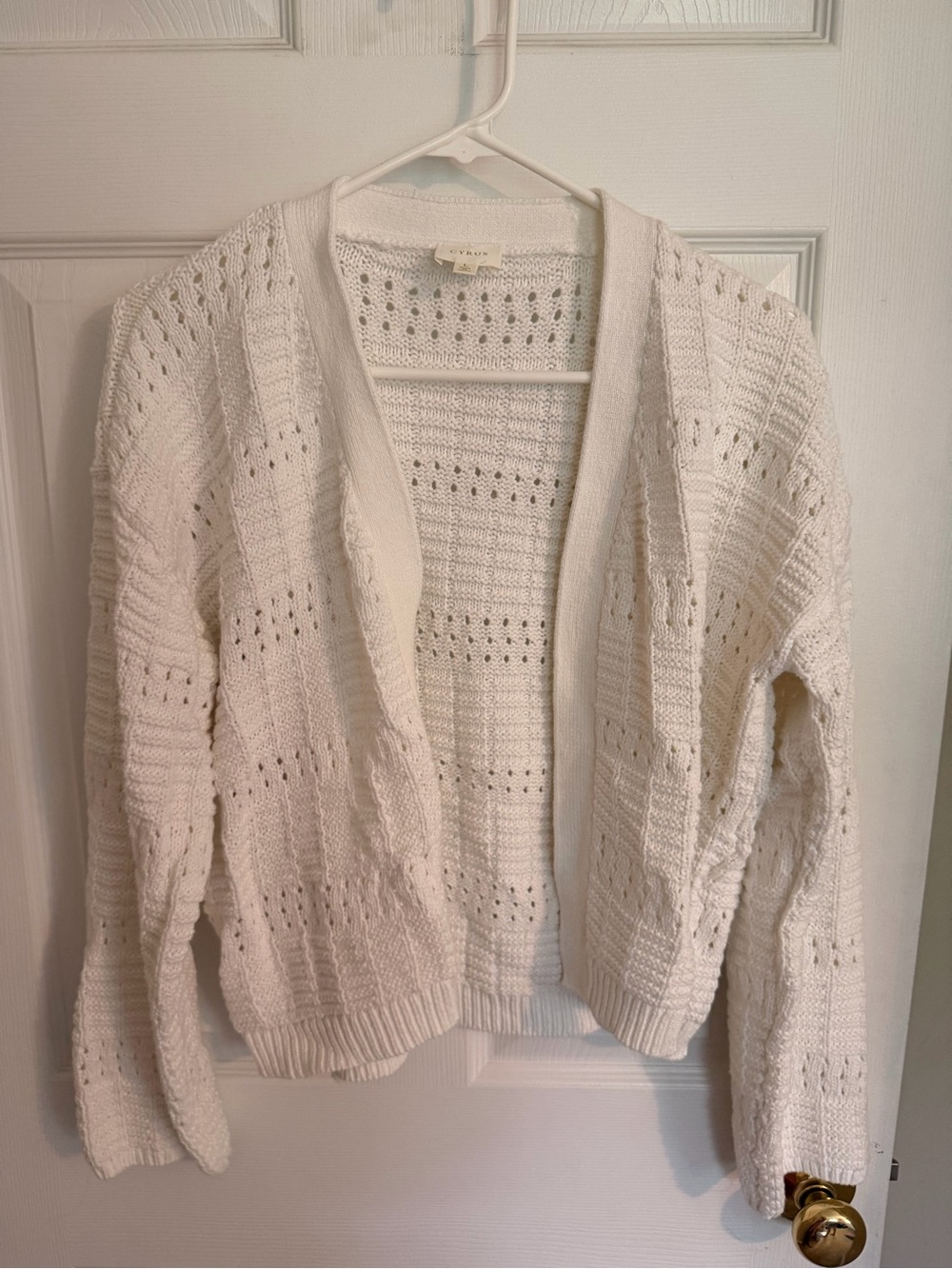 Cyrus Open-Knit Cream Cardigan Sweater